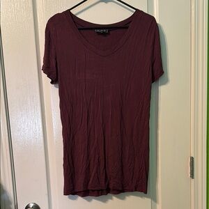 POL  Deep Red V-Neck Short Sleeve Tee